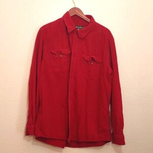 SLIGHTLY USED EDDIE BAUER CORDUROY SIZE XL COLOR RED LONG SLEEVE 100% COTTON